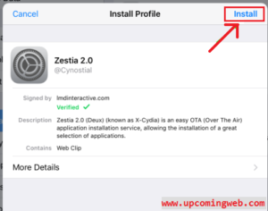 install zestia on iOS 9 10